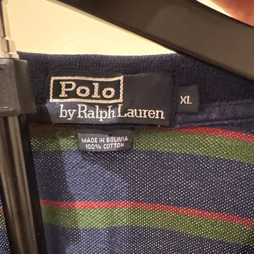 Ralph Lauren Navy and Green Striped Polo Shirt